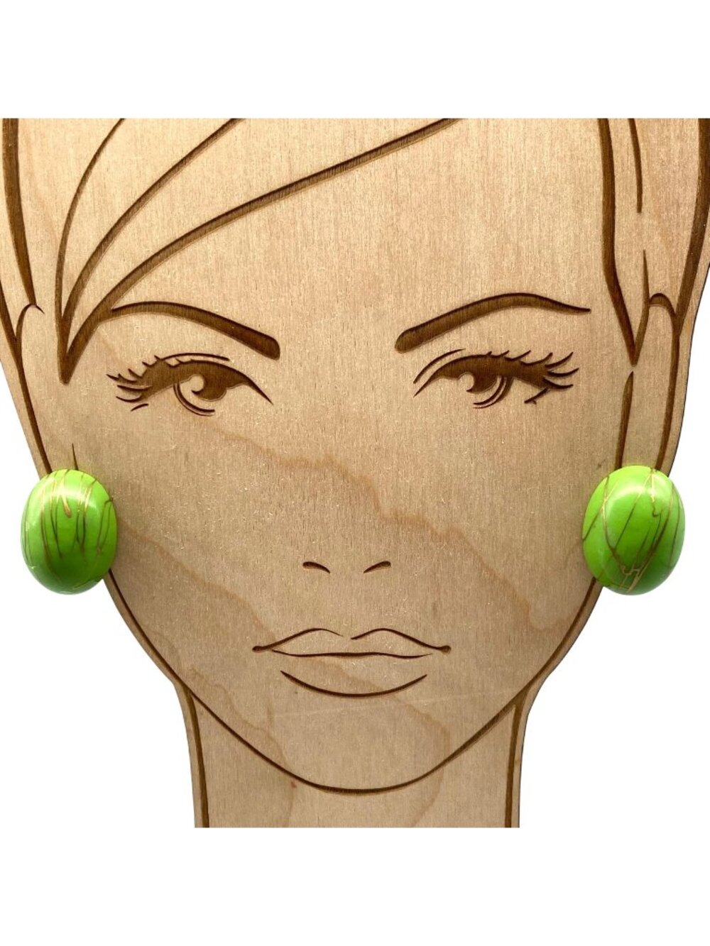 Splatter Paint Artsy Green Earrings, Vintage Lucite and Elegant Gold Oval Clip